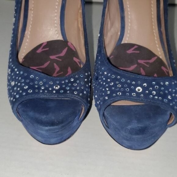 Vince Camuto Heels Shoes Pumps PLATFORMS Navy Peep Toe WOMEN'S WOMAN'S SIZE 9.5 - Picture 4 of 16